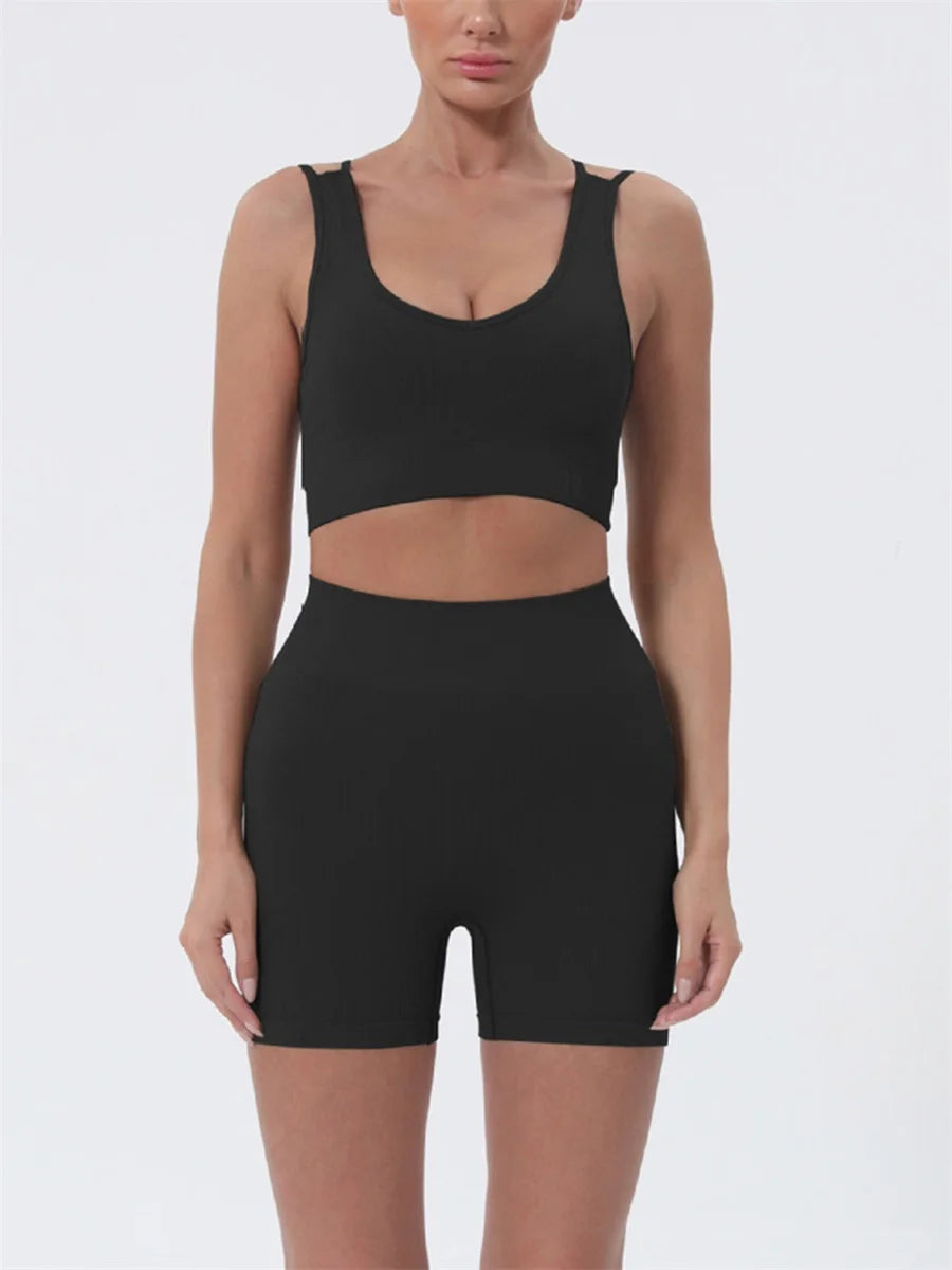 Women s Summer 2 Piece Outfits Sleeveless Crop Tops Set