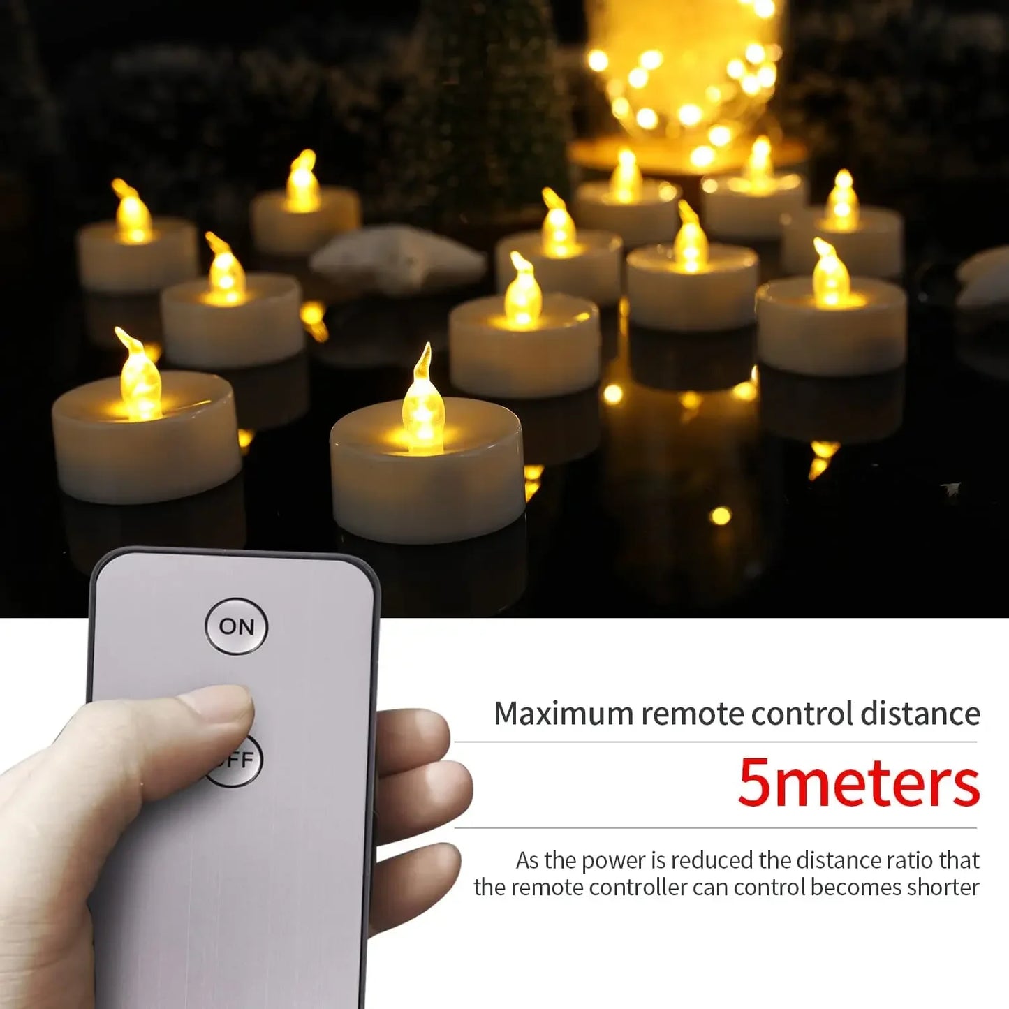 12/24PC LED Tea Lights Realistic and Bright Flickering Flameless Tea Light for Holiday Decor