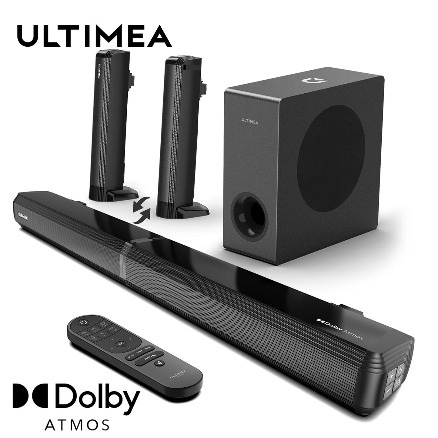 ULTIMEA 280W 4.1 Sound Bar with Dolby Atmos and Subwoofer