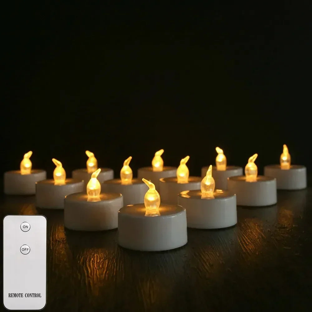 12/24PC LED Tea Lights Realistic and Bright Flickering Flameless Tea Light for Holiday Decor