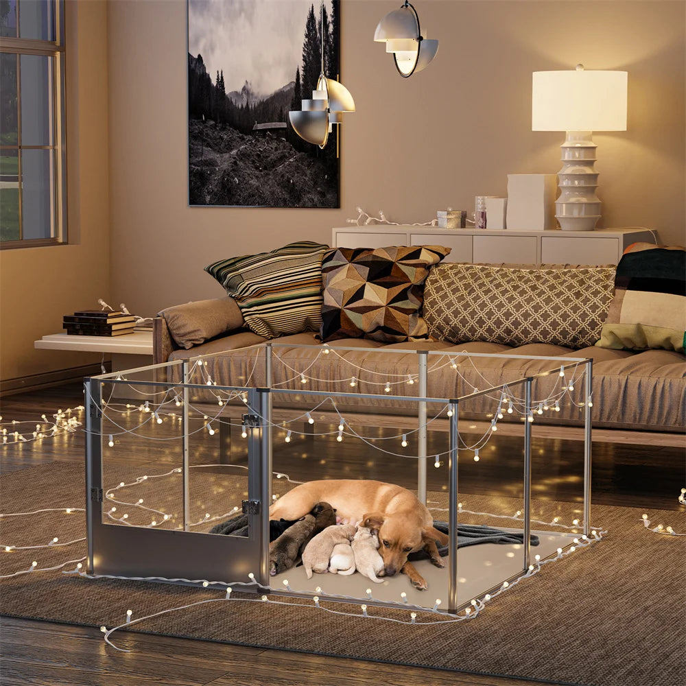 Extra Large Dog Playpen Acrylic Enclosure with Pad