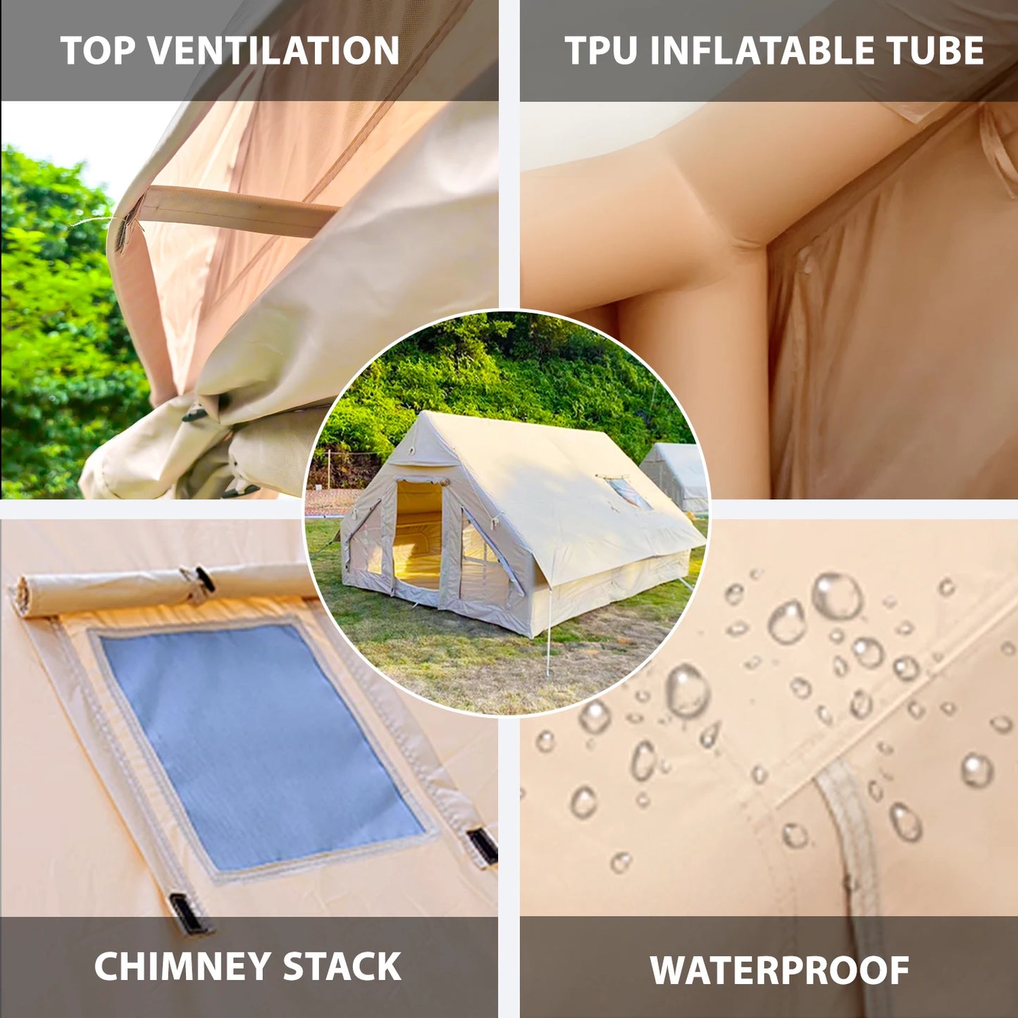 Large Inflatable Camping Tent with Hand Pump Easy Setup Portable Inflatable Tent for Camping