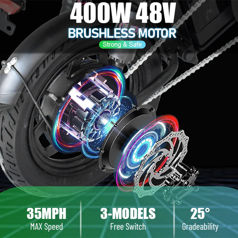 DEEPOWER Folding Mini Ebike 400W 48V 30AH Removable Battery 14-Inch Fat Tyre Electric Bicycle for Adults