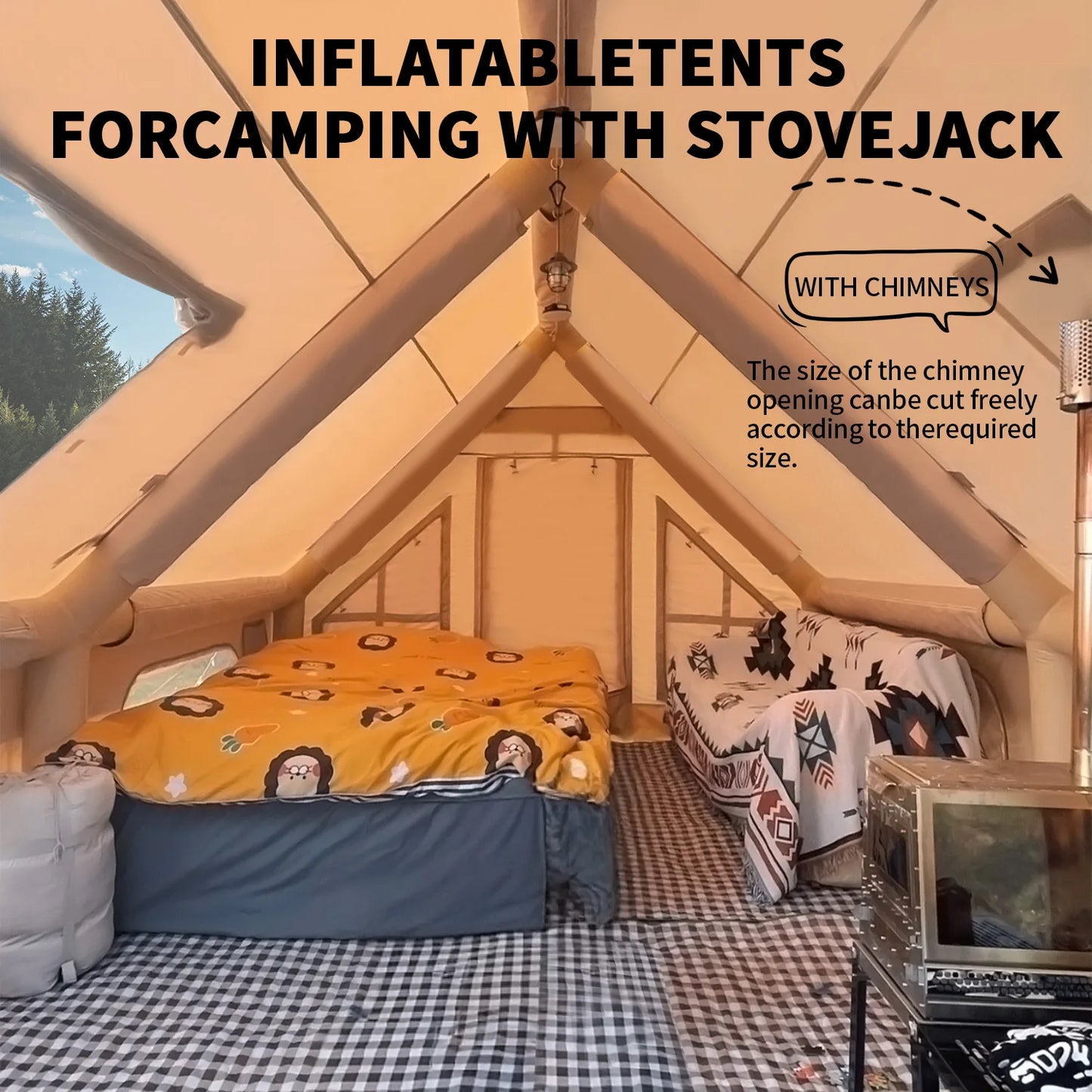 Large Inflatable Camping Tent with Hand Pump Easy Setup Portable Inflatable Tent for Camping