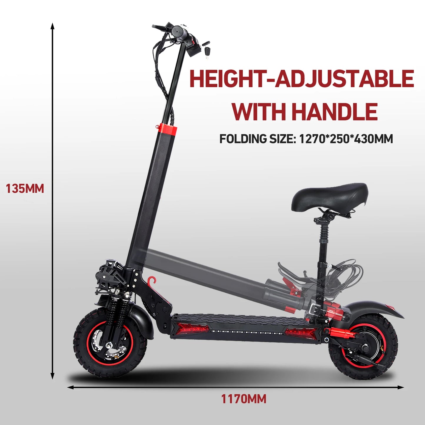1200W Off-Road Electric Scooter with Seat, 30Mph Speed