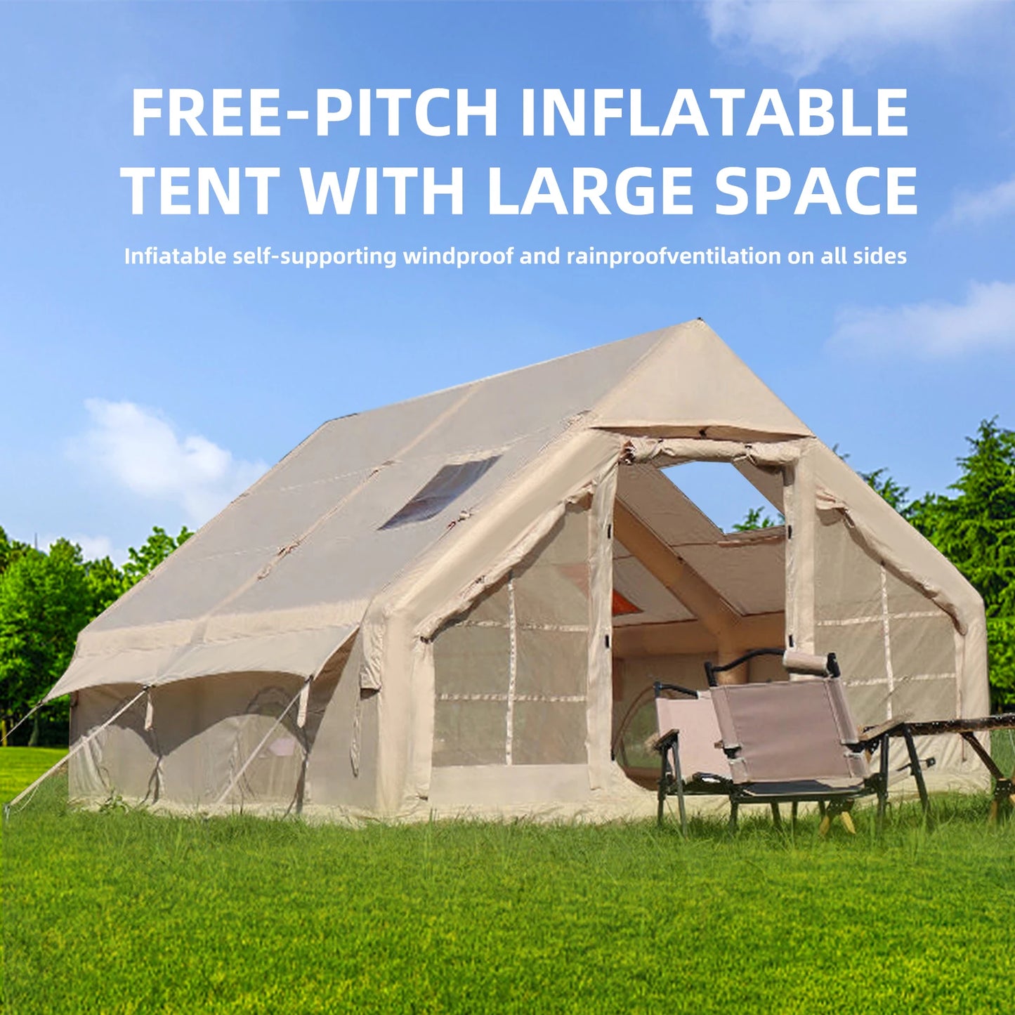 Large Inflatable Camping Tent with Hand Pump Easy Setup Portable Inflatable Tent for Camping