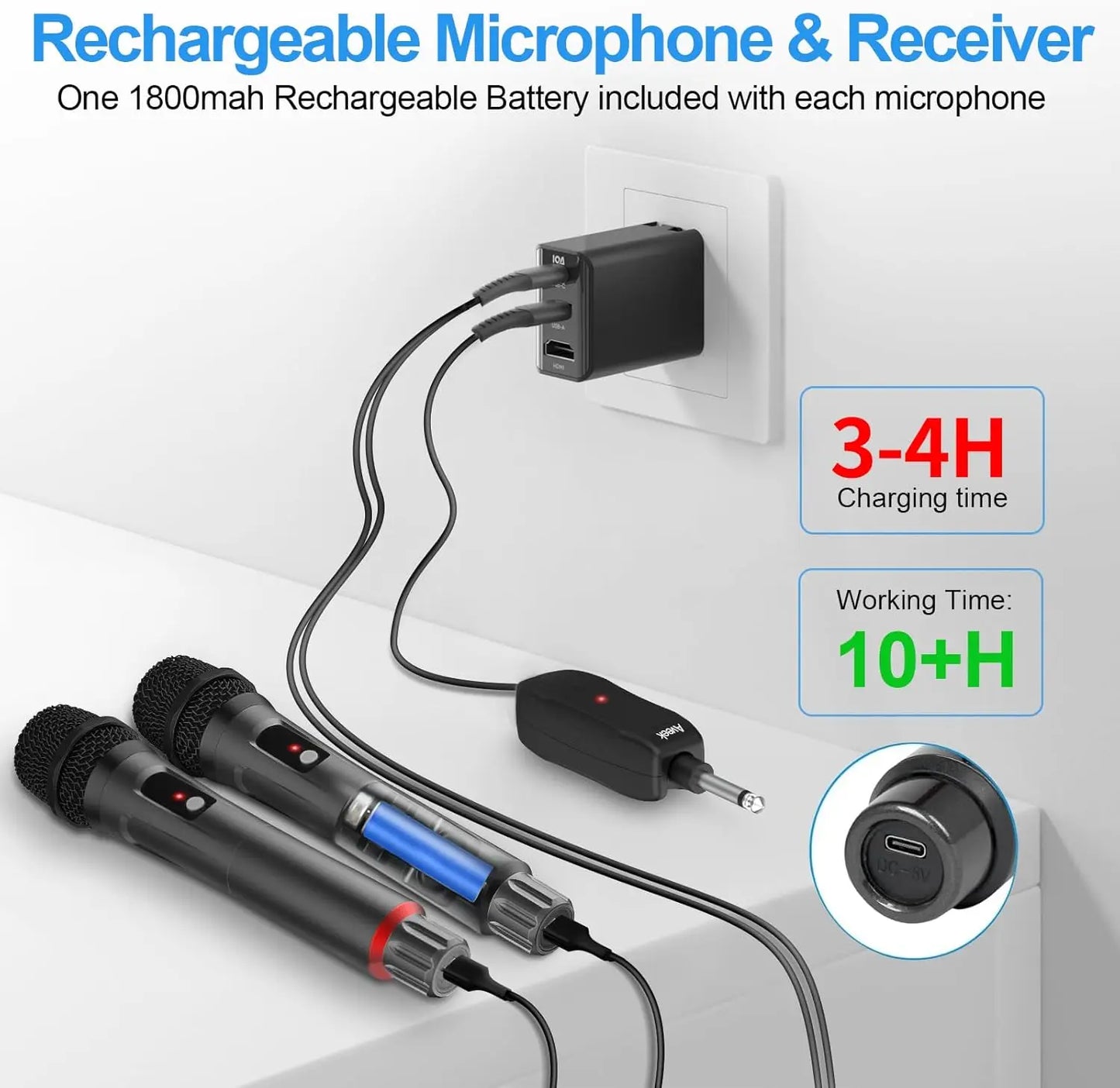 Wireless Microphones Rechargeable Aveek Karaoke Handheld Microphone