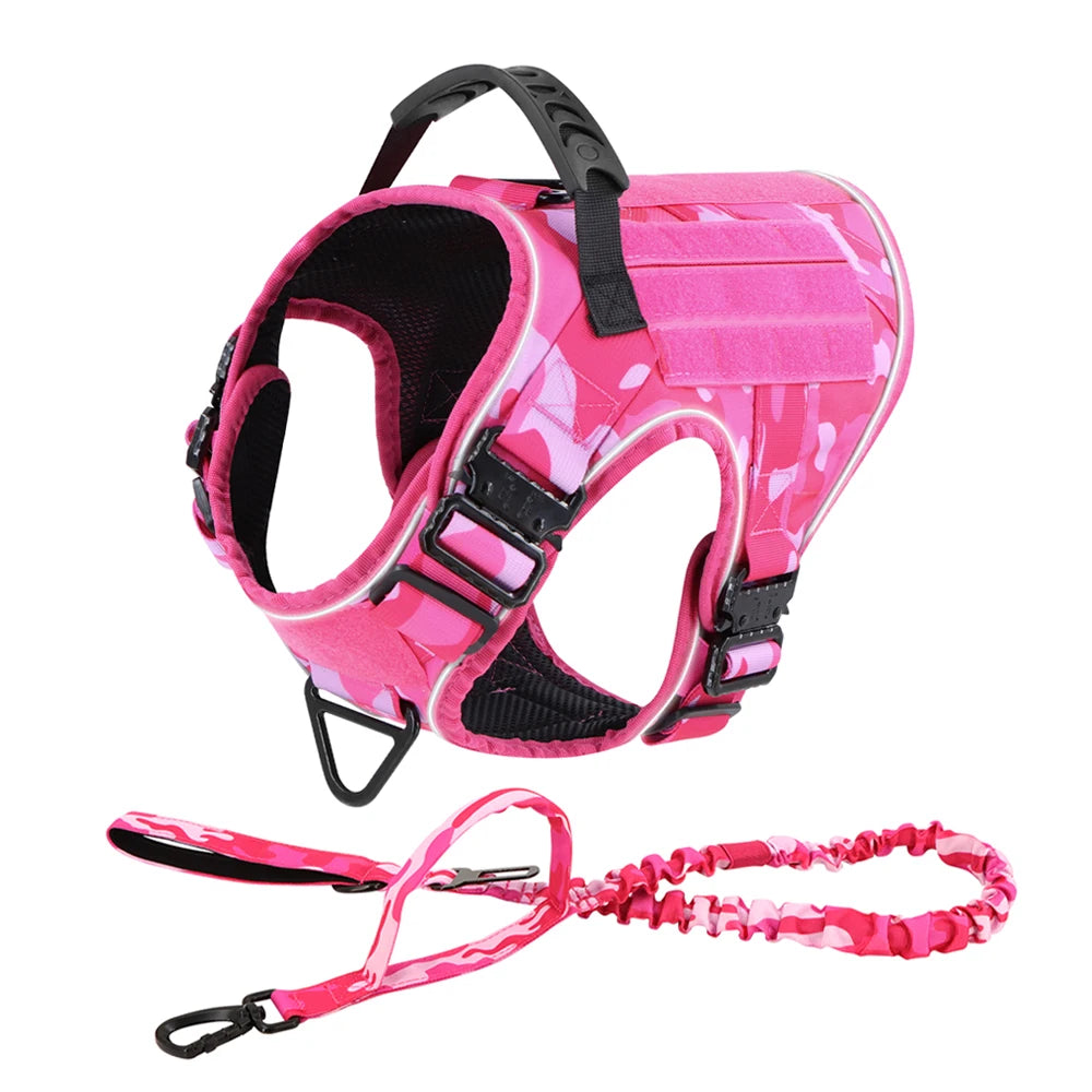 Reflective Dog Harness with 4 Metal Buckles for Large Dogs