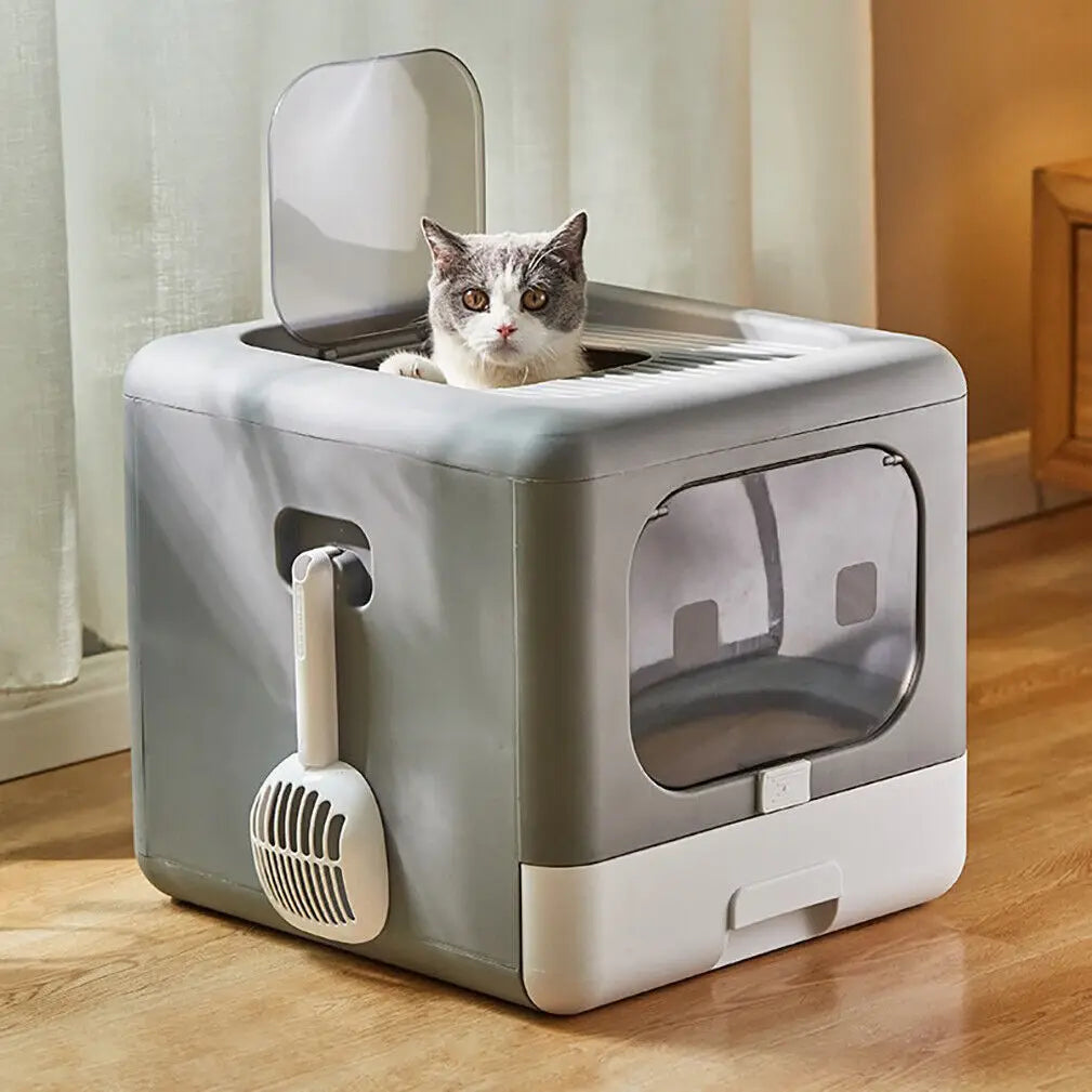Cat Litter Box with Scoop and Tray Sifting Enclosed Pet Supplies