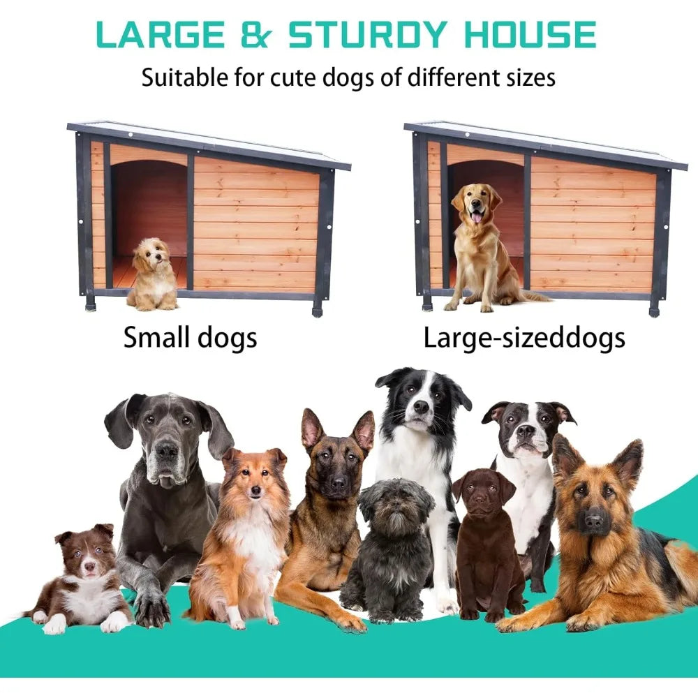 Extra Large Dog House Outdoor Weatherproof PVC Sloped Roof