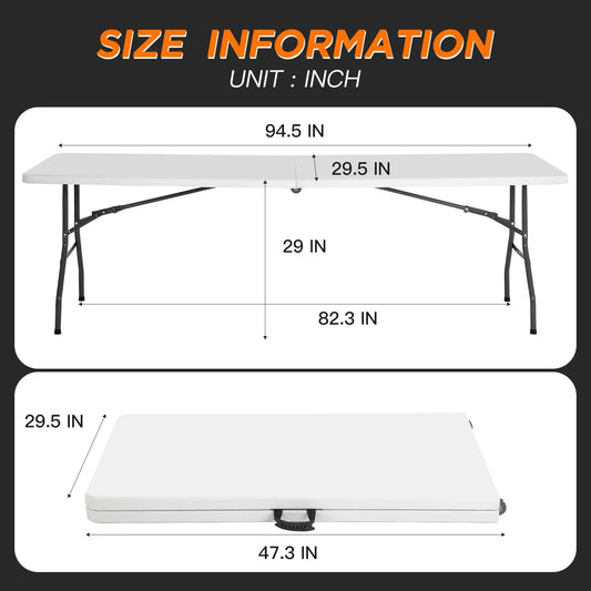 Portable Folding Outdoor Indoor Table Heavy Duty Foldable Table with Carrying Handle Safety Lock For Camping Picnic Dining