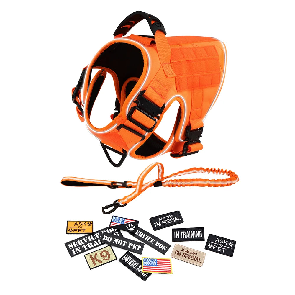 Reflective Dog Harness with 4 Metal Buckles for Large Dogs