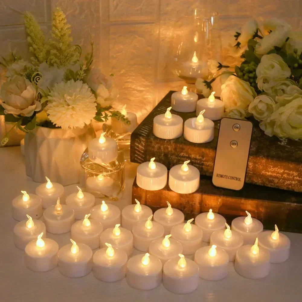 12/24PC LED Tea Lights Realistic and Bright Flickering Flameless Tea Light for Holiday Decor
